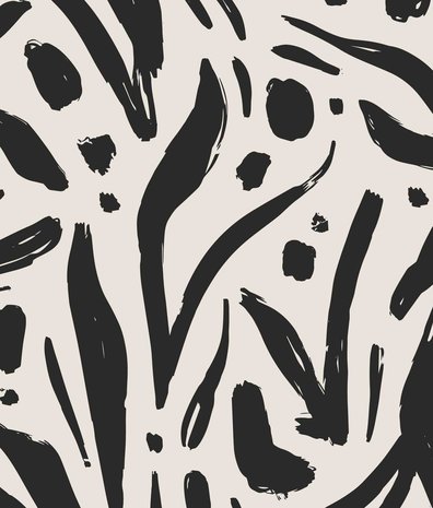 Graphic wallpaper Monochrome Blossom, black & white, washable