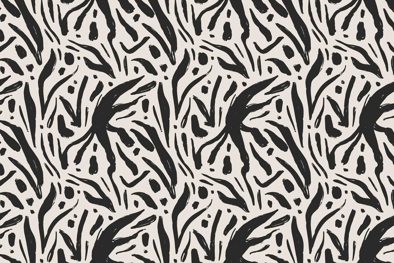 Graphic wallpaper Monochrome Blossom, black & white, washable