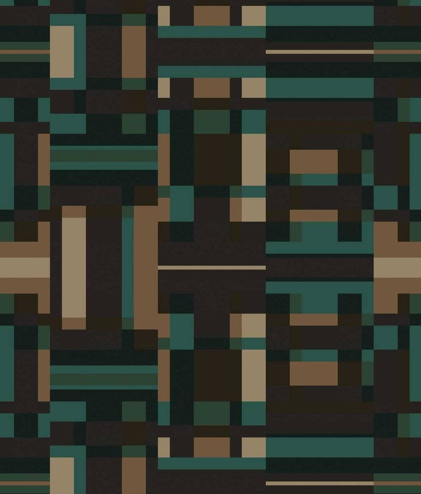 Grafisch behang Geometric Maze, blauw, afwasbaar