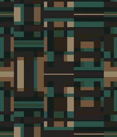 Graphic wallpaper Geometric Maze, blue, washable