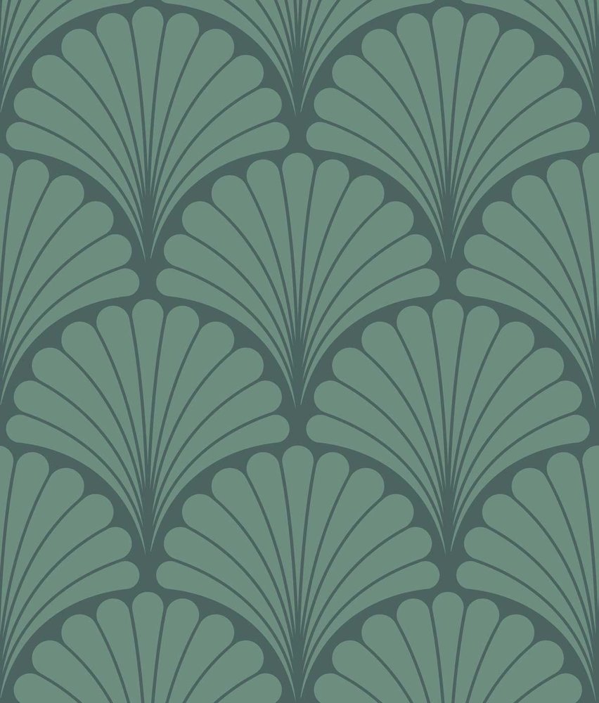 Retro-Tapete Vintage Elegance, grün, waschbar Retro-Tapete Vintage Elegance, grün, waschbar