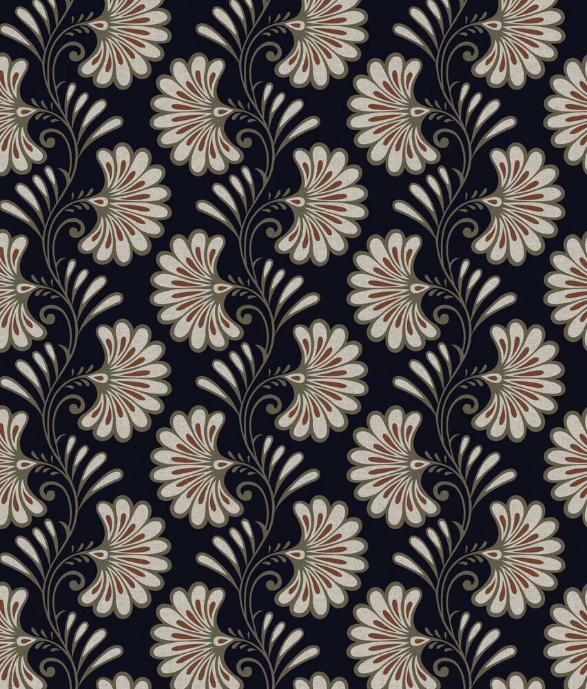 Retro-Tapete Zen Blossom Harmony, schwarz, waschbar Retro-Tapete Zen Blossom Harmony, schwarz, waschbar