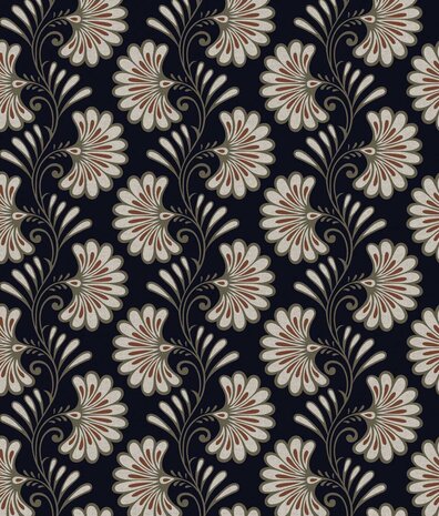 Retro-Tapete Zen Blossom Harmony, schwarz, waschbar Retro-Tapete Zen Blossom Harmony, schwarz, waschbar