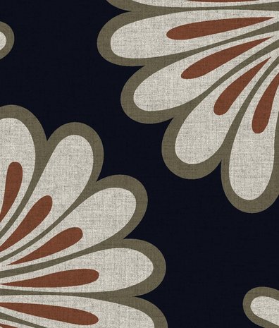 Retro behang Zen Blossom Harmony, zwart, afwasbaar Retro behang Zen Blossom Harmony, zwart, afwasbaar