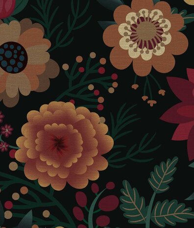 Bloemen behang Blossom Burst, kleurrijk, afwasbaar Bloemen behang Blossom Burst, kleurrijk, afwasbaar