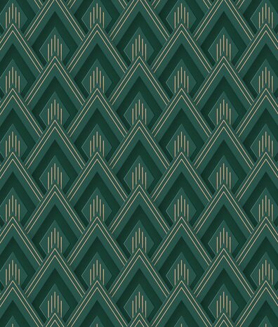 Retro wallpaper Emerald Deco Essence, green, washable Retro wallpaper Emerald Deco Essence, green, washable