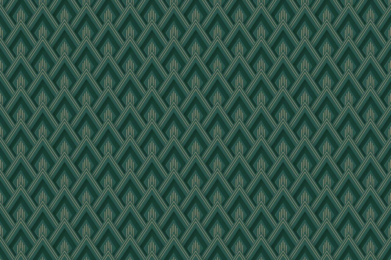 Retro-Tapete Emerald Deco Essence, grün, waschbar Retro-Tapete Emerald Deco Essence, grün, waschbar