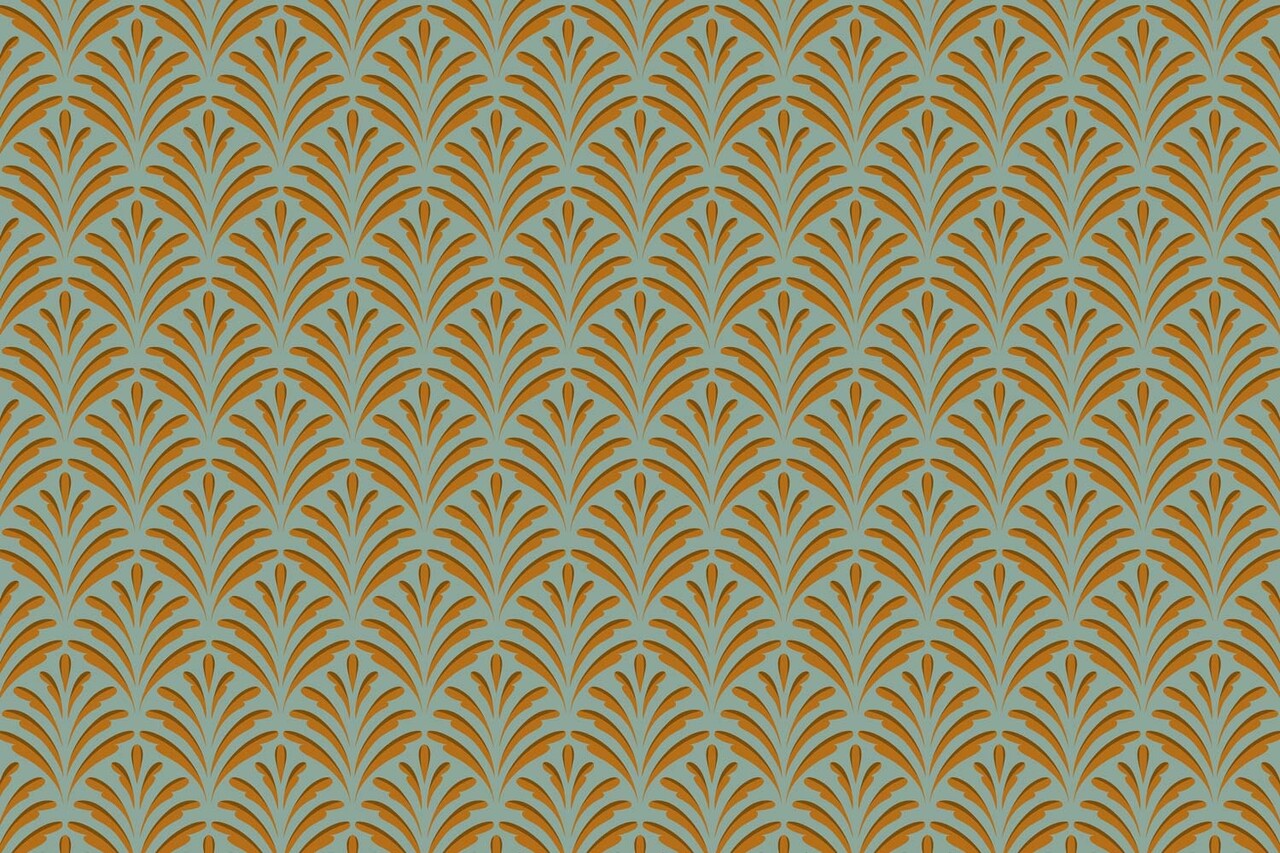 Retro behang Gilded Leaf Elegance, groen, afwasbaar Retro behang Gilded Leaf Elegance, groen, afwasbaar