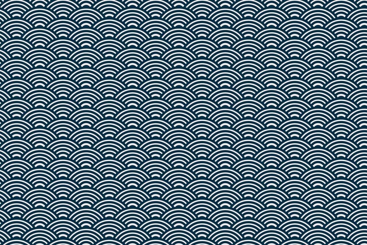 Retro behang Sakura Splendor, blauw, afwasbaar