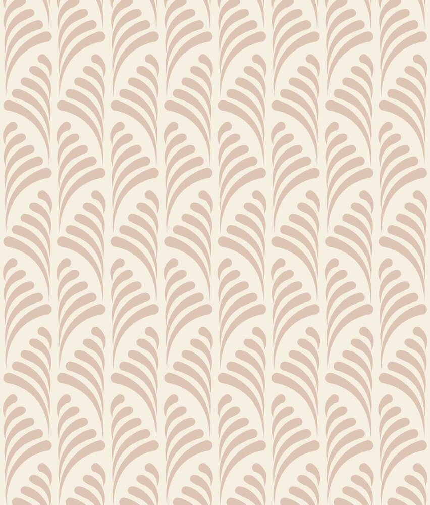 Vintage behang Art Deco Leaves, roze, afwasbaar