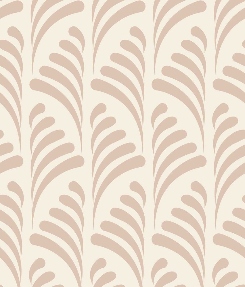 Vintage behang Art Deco Leaves, roze, afwasbaar