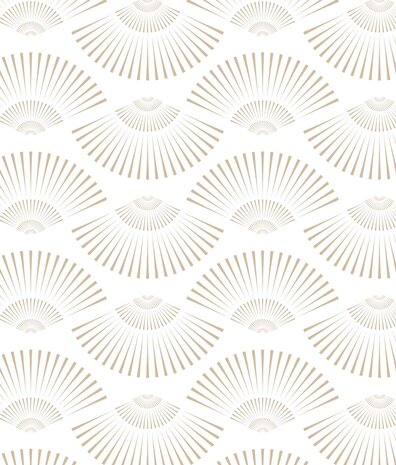 Retro wallpaper Art Deco Shells, white, washable Retro wallpaper Art Deco Shells, white, washable