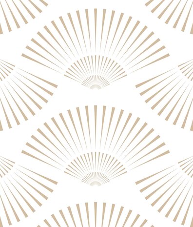 Retro wallpaper Art Deco Shells, white, washable Retro wallpaper Art Deco Shells, white, washable