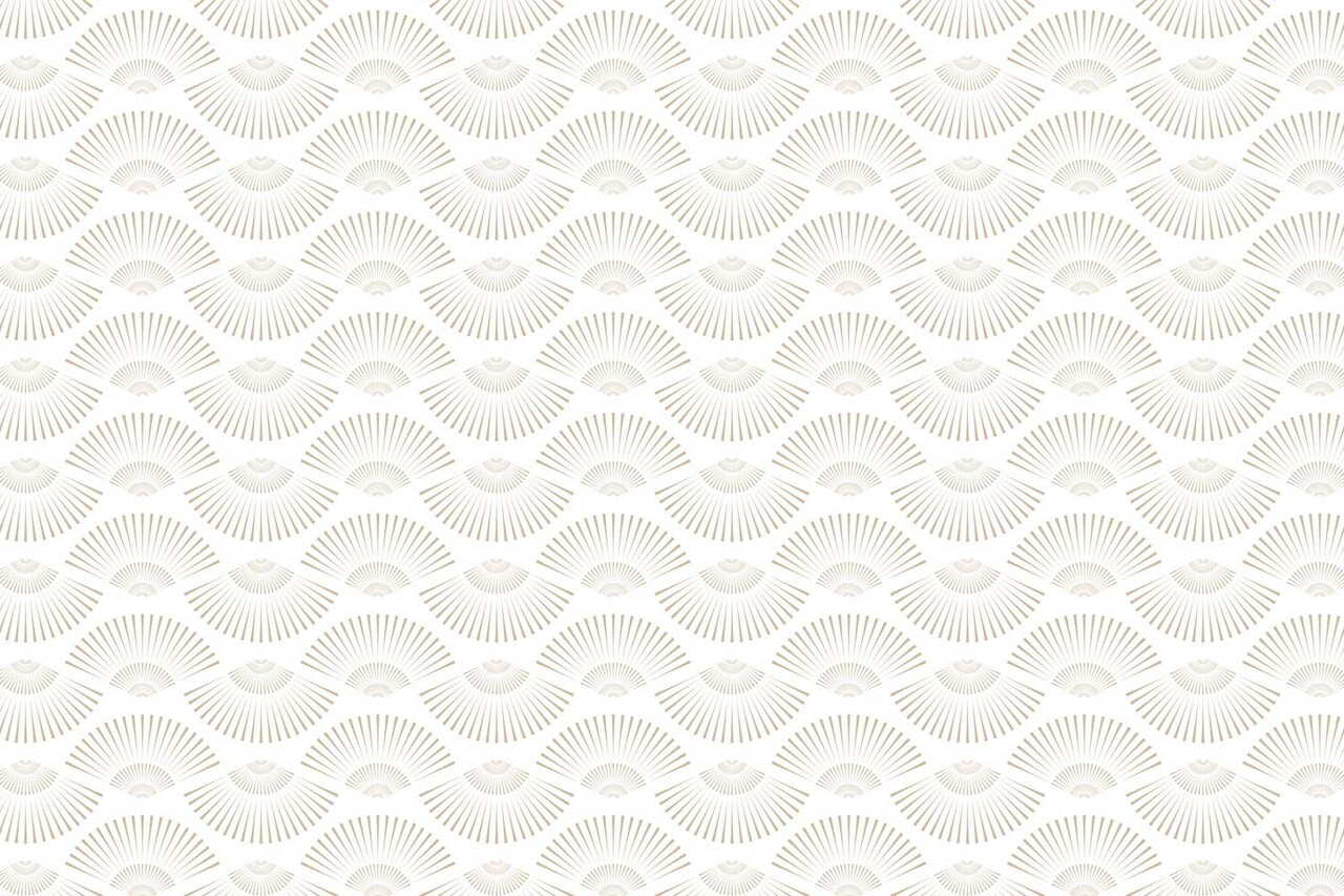 Retro wallpaper Art Deco Shells, white, washable Retro wallpaper Art Deco Shells, white, washable
