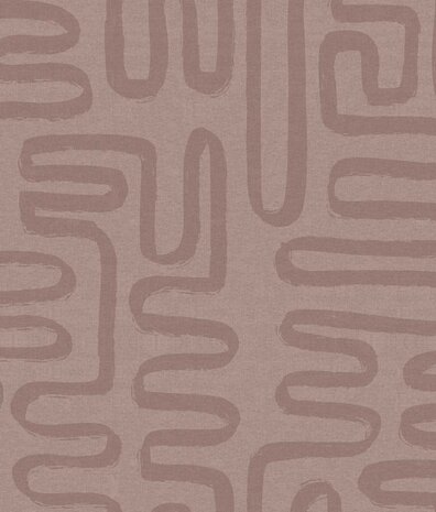 Retro behang Midcentury Swirls, roze, afwasbaar Retro behang Midcentury Swirls, roze, afwasbaar