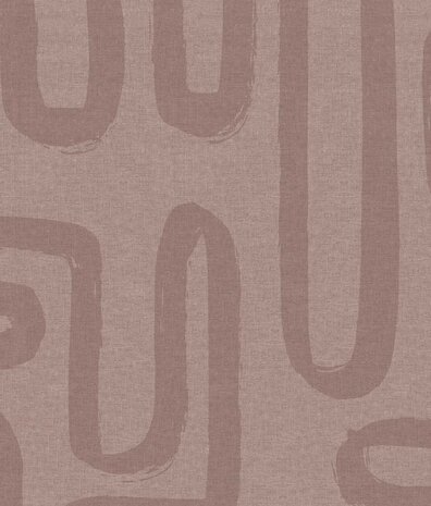 Retro behang Midcentury Swirls, roze, afwasbaar Retro behang Midcentury Swirls, roze, afwasbaar