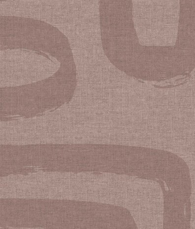 Retro behang Midcentury Swirls, roze, afwasbaar Retro behang Midcentury Swirls, roze, afwasbaar