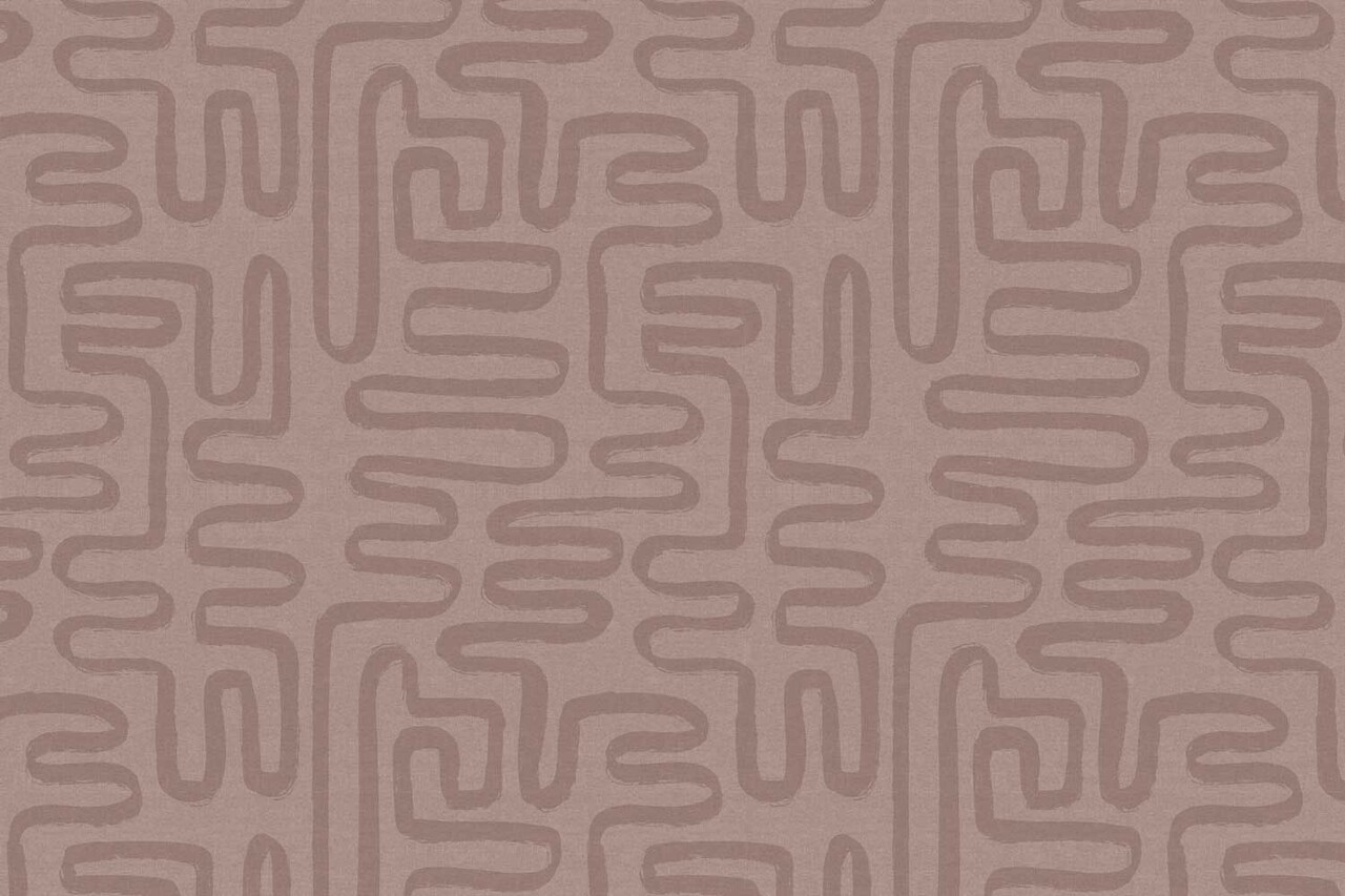 Retro behang Midcentury Swirls, roze, afwasbaar Retro behang Midcentury Swirls, roze, afwasbaar