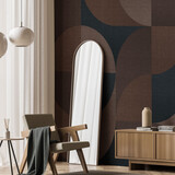 Retro behang Midcentury Shades, bruin, afwasbaar Retro behang Midcentury Shades, bruin, afwasbaar