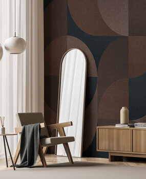 Retro behang Midcentury Shades, bruin, afwasbaar Retro behang Midcentury Shades, bruin, afwasbaar