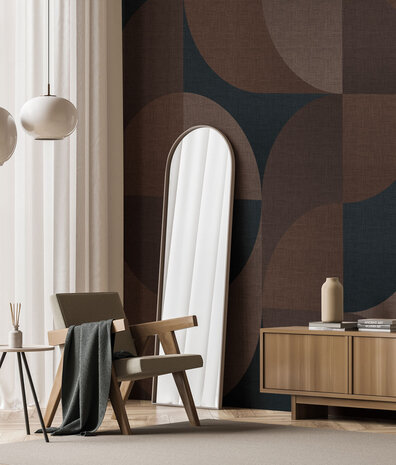 Retro-Tapete Midcentury Shades, braun, waschbar Retro-Tapete Midcentury Shades, braun, waschbar