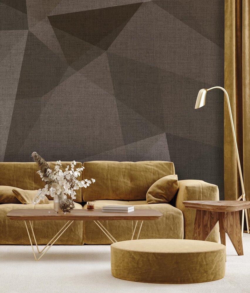 Abstract behang Diamond Mosaic, bruin, afwasbaar