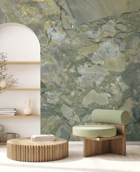 Marmer behang Elegant Green Marble, groen, afwasbaar Marmer behang Elegant Green Marble, groen, afwasbaar