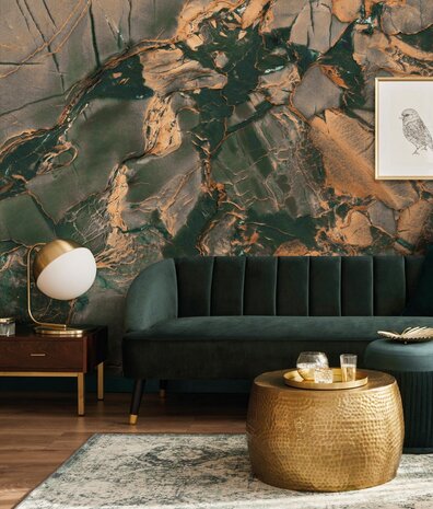Marmer behang Marbled Copper Glow, afwasbaar Marmer behang Marbled Copper Glow, afwasbaar