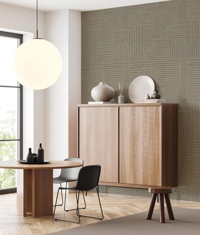 Retro behang Midcentury Squares, bruin, afwasbaar