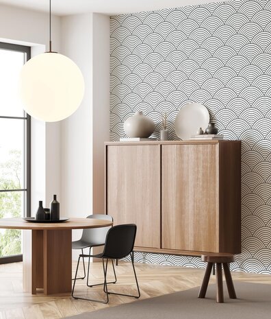 Retro-Tapete Sakura Serenity, weiß, waschbar