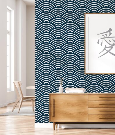 Retro wallpaper Sakura Splendor, blue, washable Retro wallpaper Sakura Splendor, blue, washable