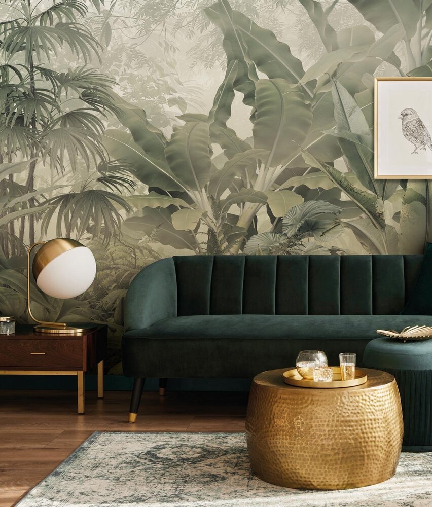 Palm behang Vintage Jungle Dreams, afwasbaar Palm behang Vintage Jungle Dreams, afwasbaar