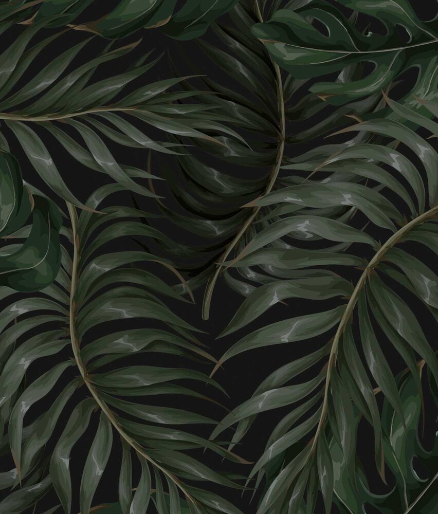 Leaves wallpaper Enchanted Wilderness, green, washable