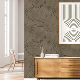 Leaves wallpaper Brown Jungle Retreat, brown, washable Leaves wallpaper Brown Jungle Retreat, brown, washable
