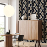Retro behang Zen Blossom Harmony, zwart, afwasbaar