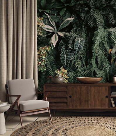 Bladeren behang Cascading Garden, groen, afwasbaar Bladeren behang Cascading Garden, groen, afwasbaar