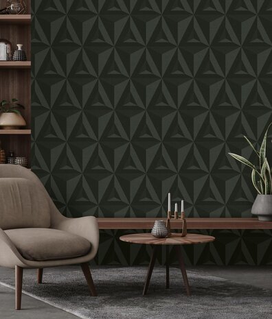 Grafische Tapete Geometrische Illusionen, schwarz, waschbar Grafische Tapete Geometrische Illusionen, schwarz, waschbar