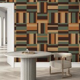 Grafische Tapete Geometric Maze, braun, waschbar