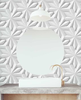 Grafische Tapete Geometrische Harmonie, weiß, waschbar Grafische Tapete Geometrische Harmonie, weiß, waschbar