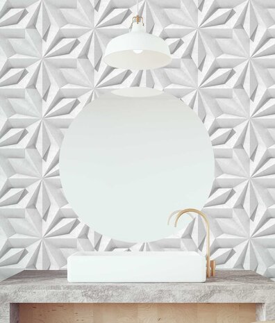 Graphic wallpaper Geometric Harmony, white, washable