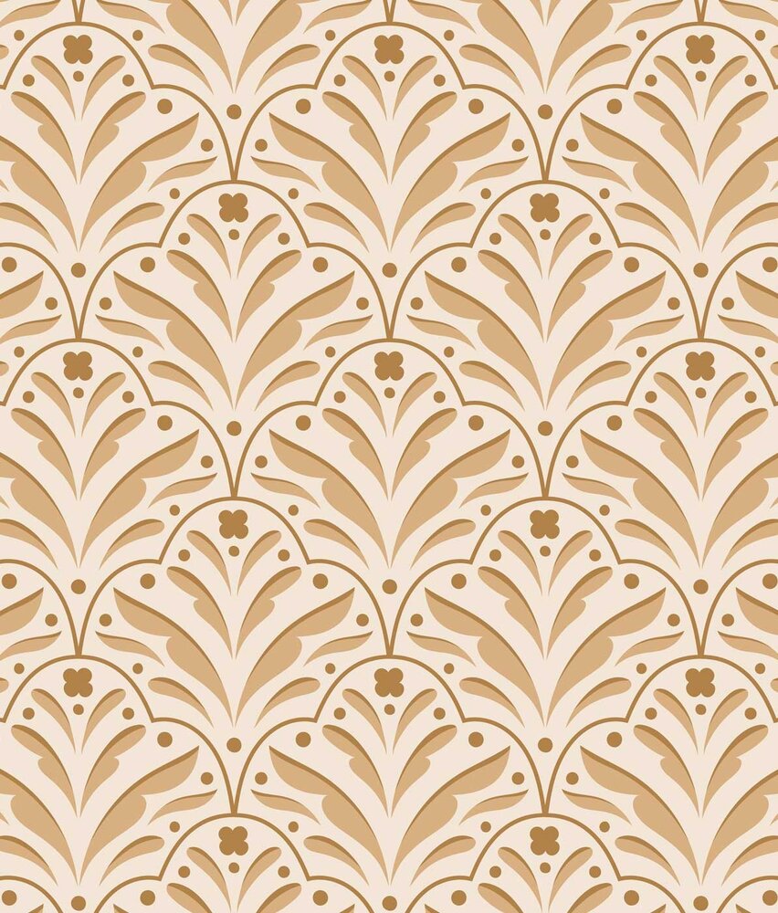 Retro wallpaper Sunny Delight Blooms, beige, washable Retro wallpaper Sunny Delight Blooms, beige, washable