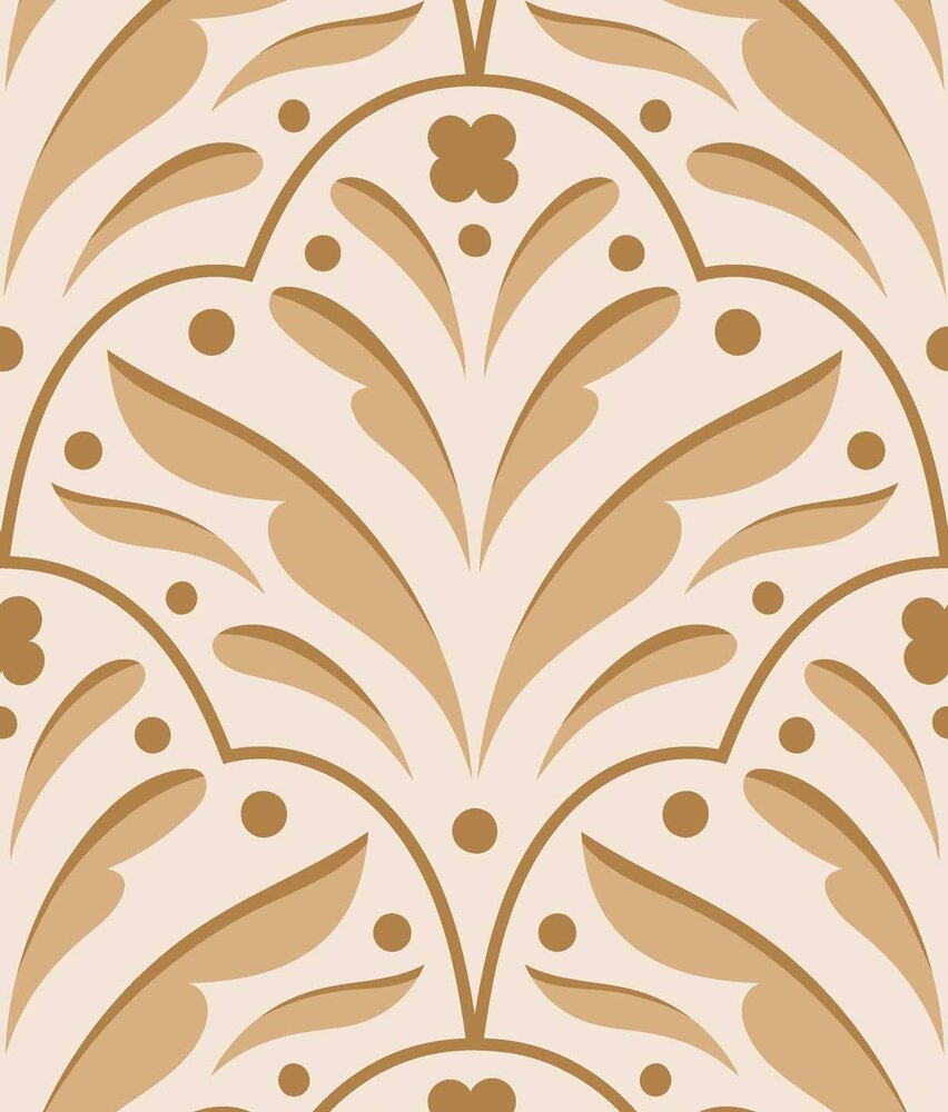 Retro-Tapete Sunny Delight Blooms, beige, waschbar Retro-Tapete Sunny Delight Blooms, beige, waschbar