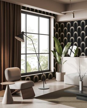 Retro-Tapete Abstract Archways, schwarz, waschbar Retro-Tapete Abstract Archways, schwarz, waschbar