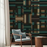 Grafisch behang Geometric Maze, blauw, afwasbaar