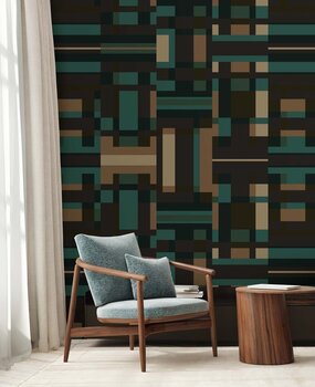 Grafische Tapete Geometric Maze, blau, waschbar Grafische Tapete Geometric Maze, blau, waschbar