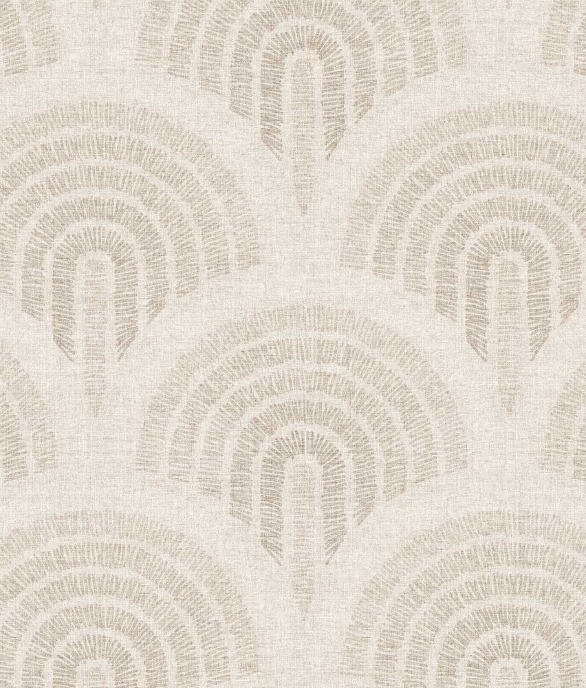 Retro wallpaper Midcentury Curves, beige, washabl