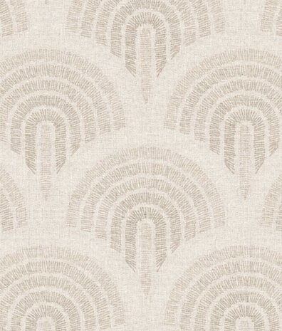 Retro wallpaper Midcentury Curves, beige, washabl