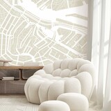 Steden behang Abstract Amsterdam, beige, afwasbaar Steden behang Abstract Amsterdam, beige, afwasbaar