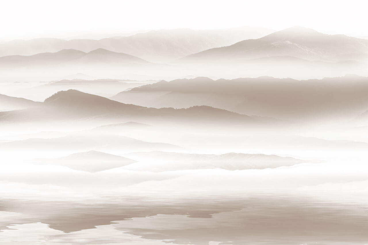 Abstract behang Mountain Mist, beige, afwasbaar Abstract behang Mountain Mist, beige, afwasbaar