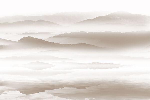 Abstract behang Mountain Mist, beige, afwasbaar Abstract behang Mountain Mist, beige, afwasbaar